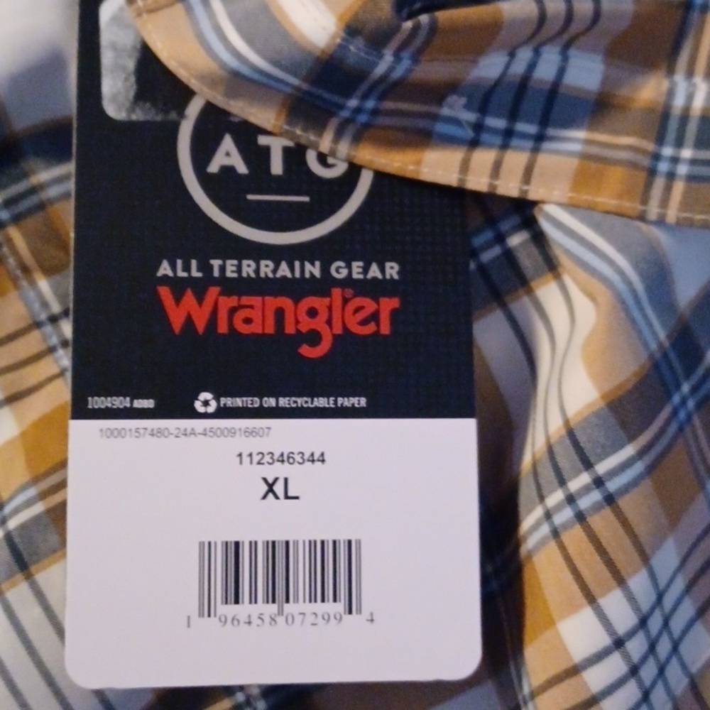 WRANGLER, NWT, MENS PLAID SHIRT, SIZE XL, FRONT POCKET, AND HIDDEN ZIP P… - Picture 11 of 11